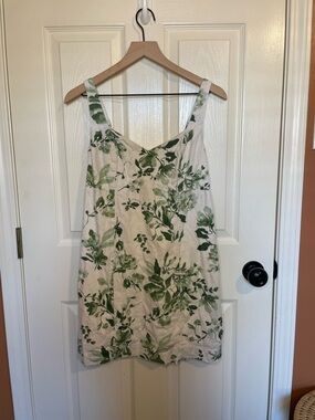 Abercrombie & Fitch Corset Seamed Linen Blend Midi Dress in Green Size Medium